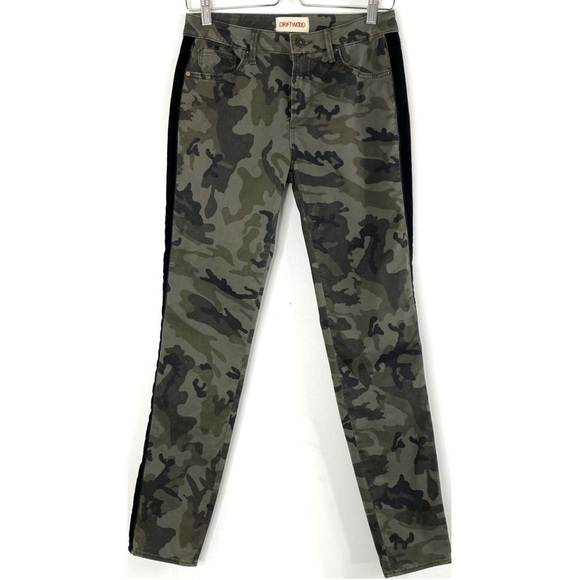 Driftwood Jackie Camo Side Stripe Skinny Pants Military Green - Picture 2 of 8